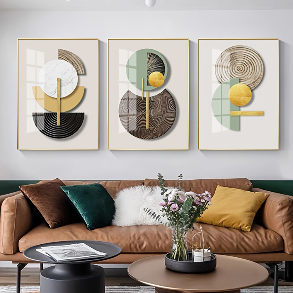 Photography Geometry - Frameless Golden Green Abstract Circle Geometric