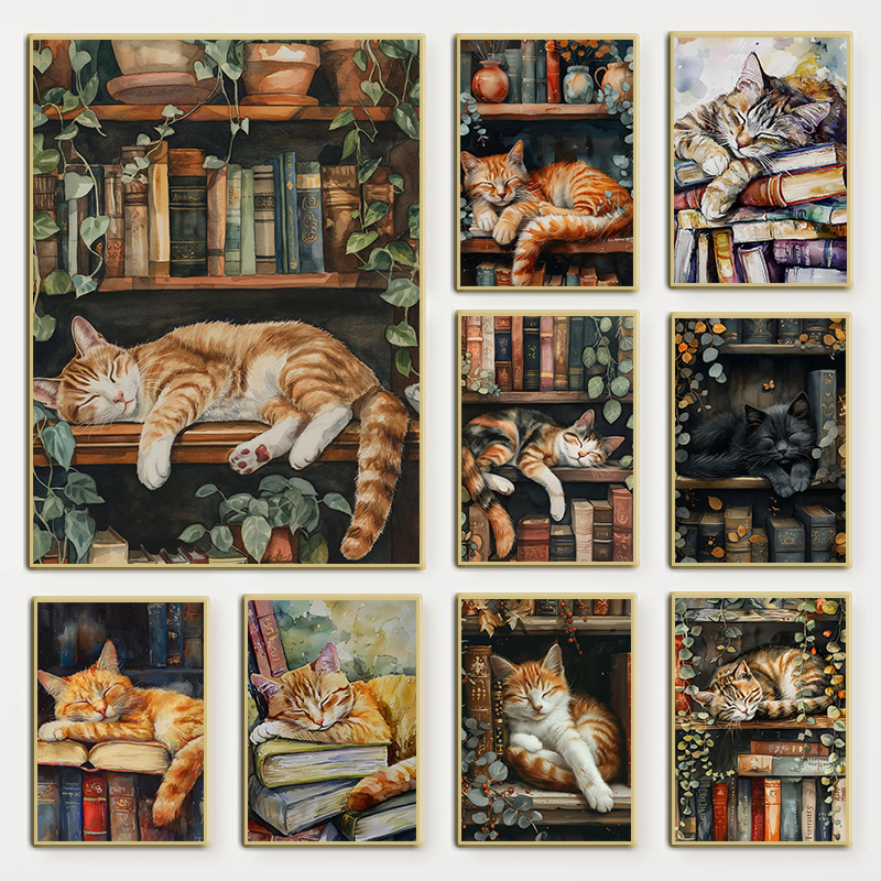 Photography Night - Cute Cat and Book Poster Victorian