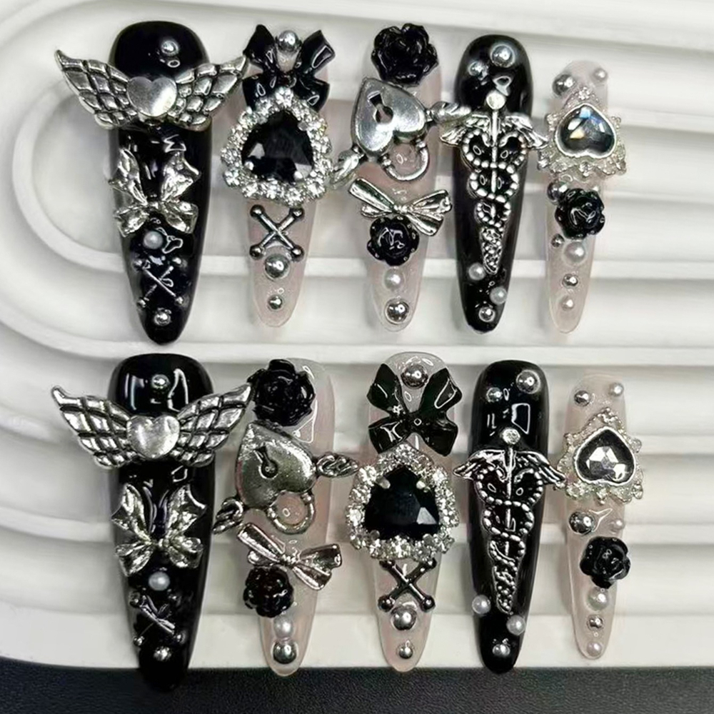 Photography Night - 10PCS Jirai Y2K Black Pink Long