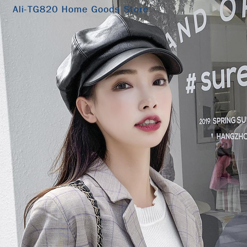 Photography Date - [TG820]New Unisex PU Leather Beret Retro