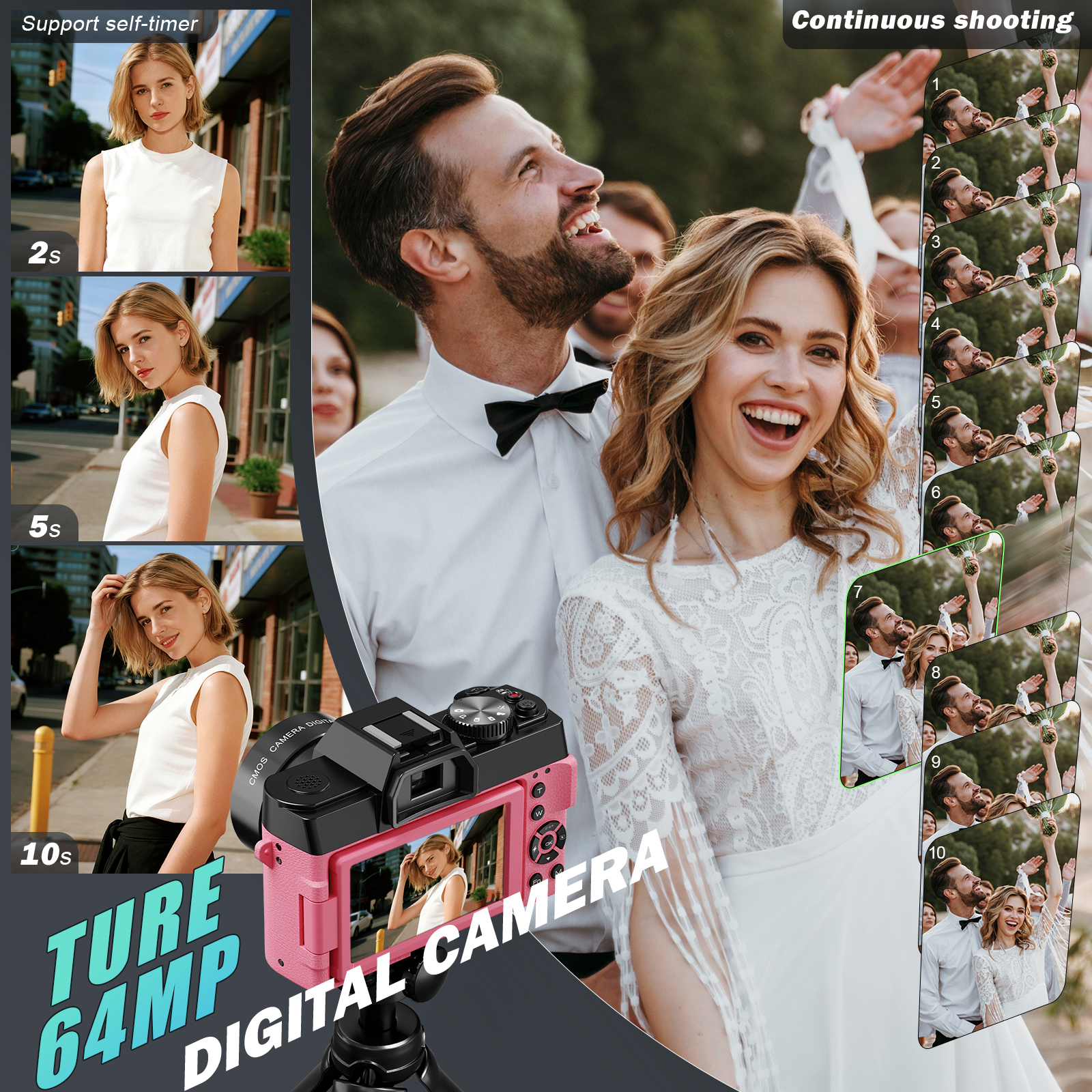 NBD Pink Camera 64MP&8K Video/ - Photography Nature Images reseña y precio
