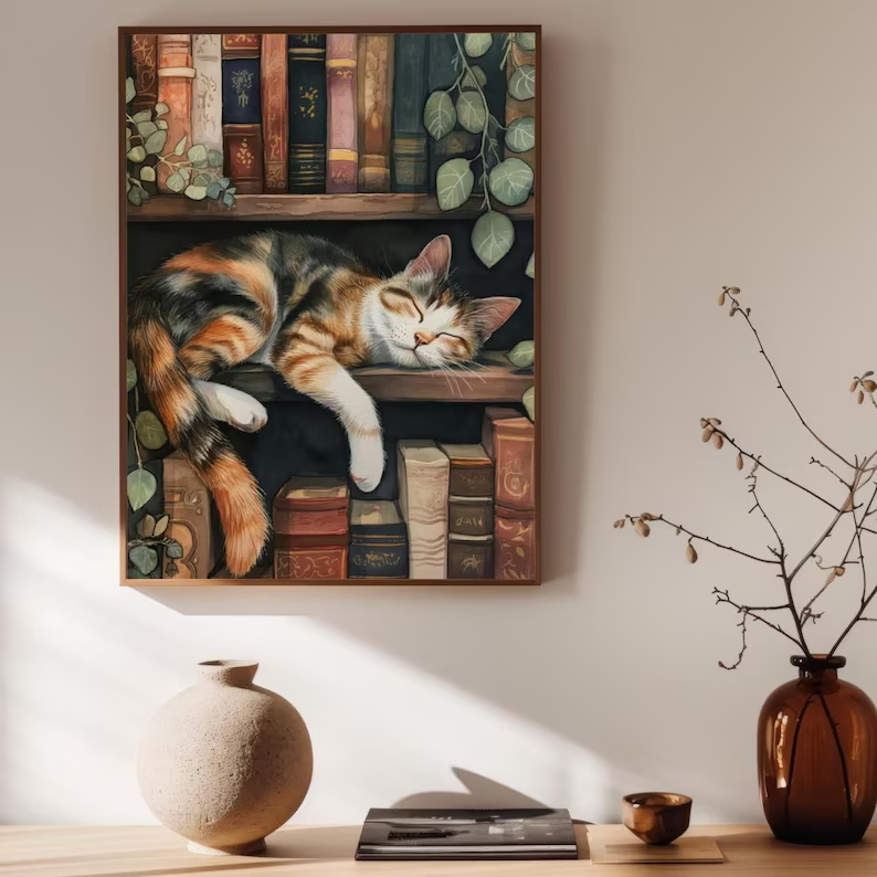 Cute Cat and Book Poster Victo - Photography Night reseña y precio
