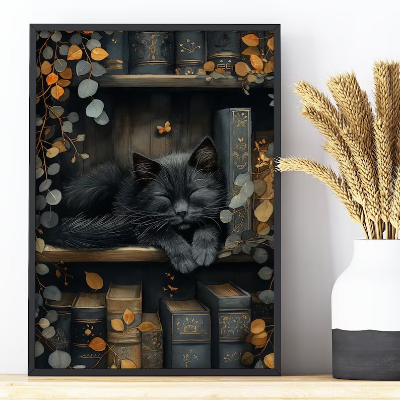 Cute Cat and Book Poster Victo - Photography Night reseña y precio