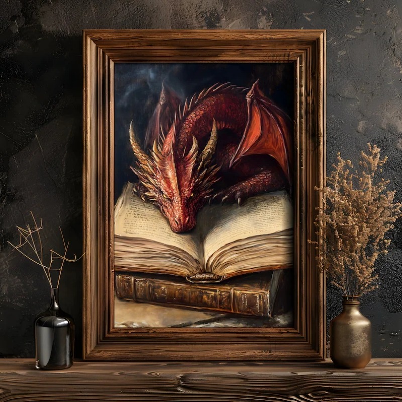 Large Dragon Reading Book Post - Photography Night reseña y precio