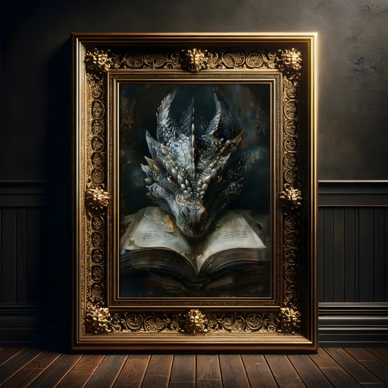 Large Dragon Reading Book Post - Photography Night reseña y precio