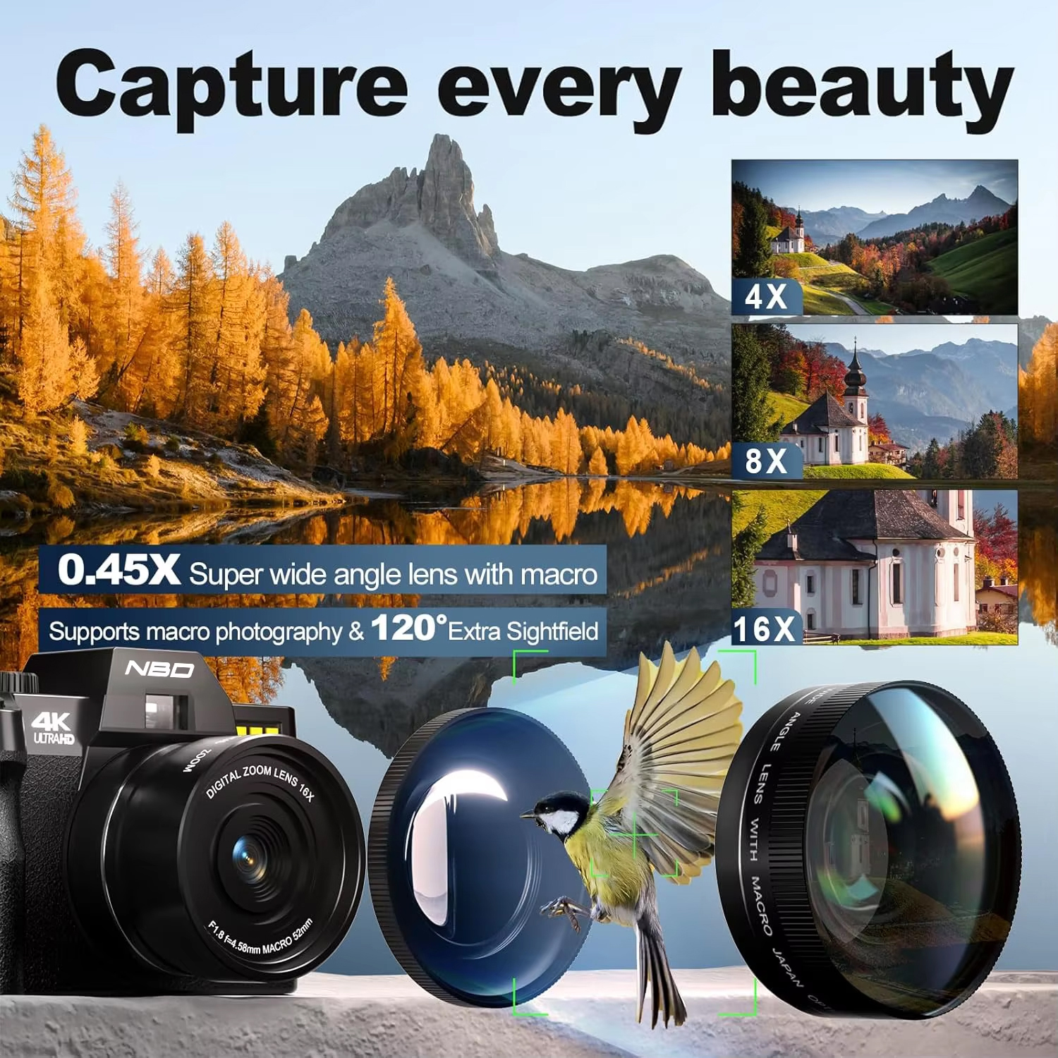 NBD 4K&48MP Digital Camera S10 - Photography Nature Images reseña y precio