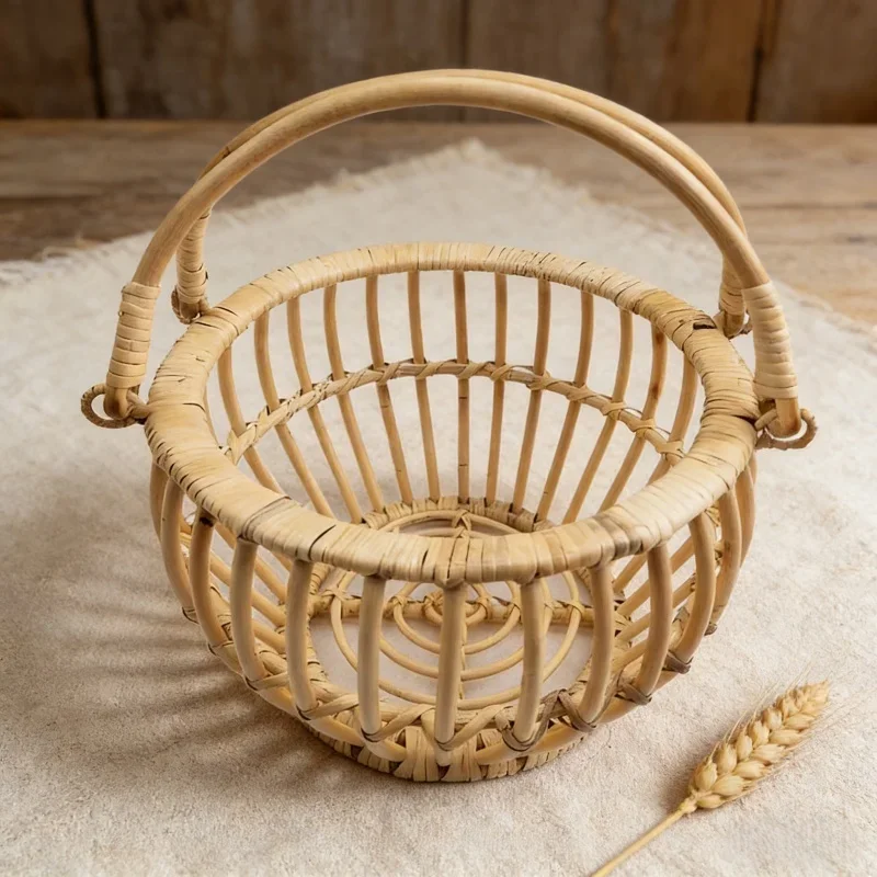 Infant Posing Bed Retro Rattan - Photography Background reseña y precio