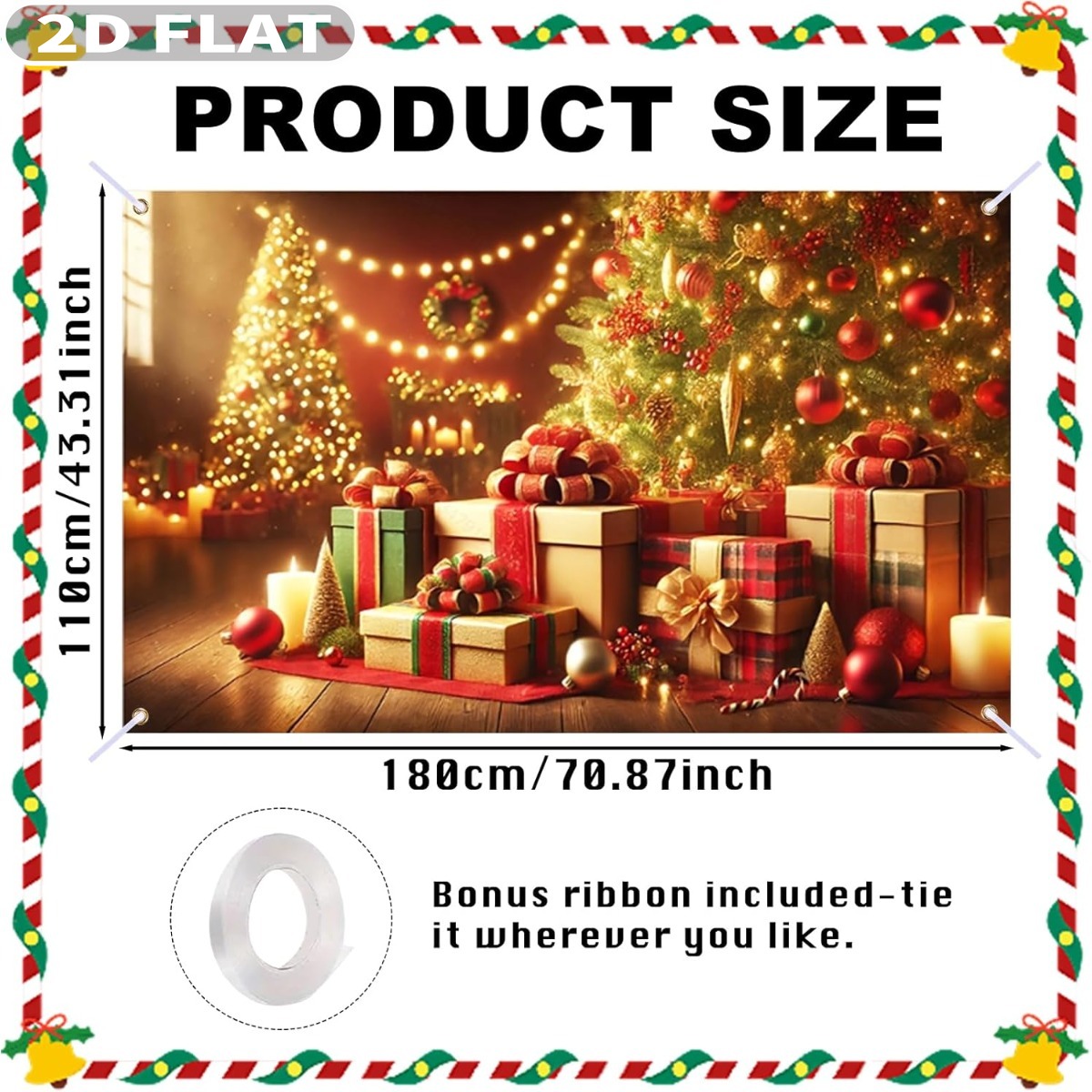 1pc Christmas Tree & Gifts Lar - Photography Background reseña y precio