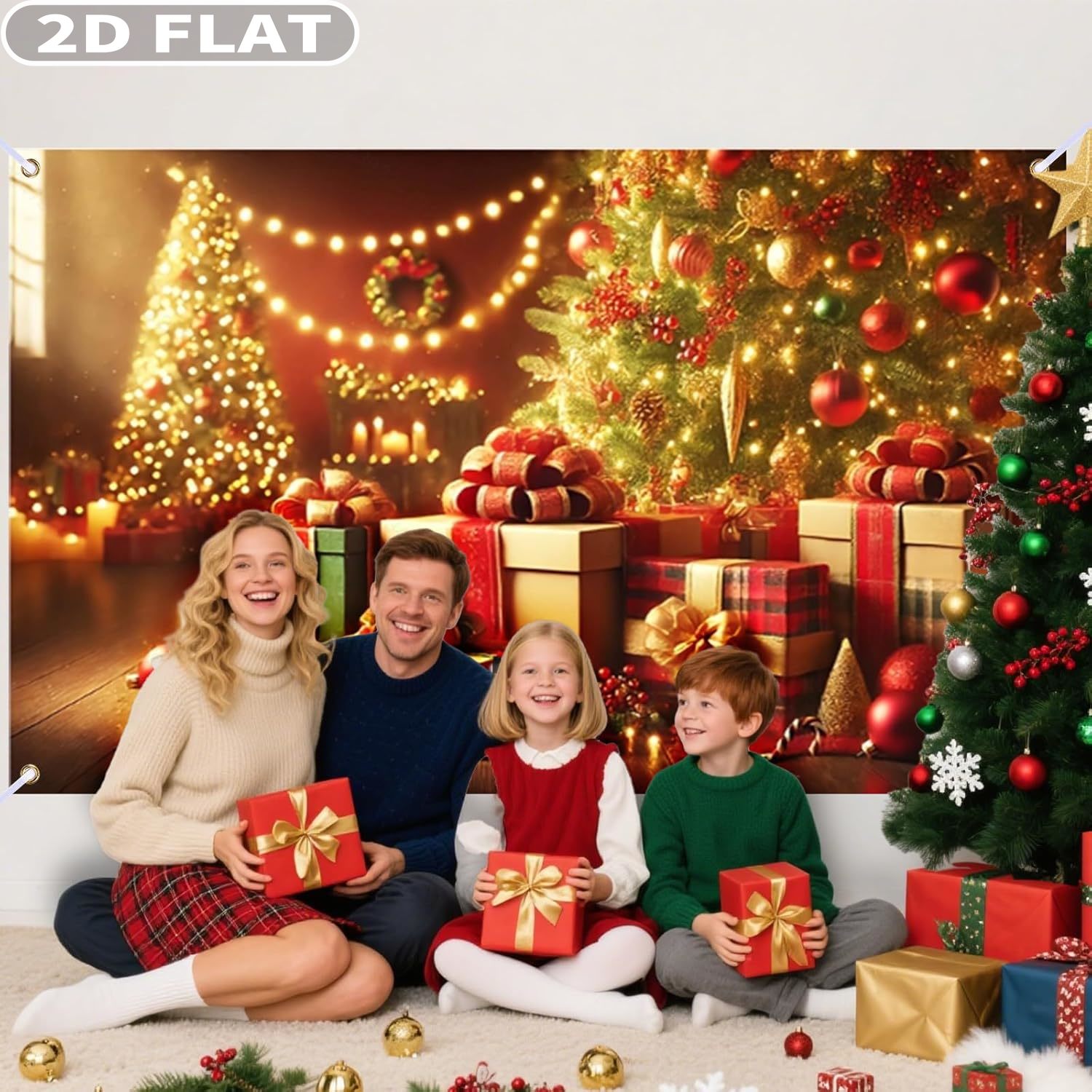 1pc Christmas Tree & Gifts Lar - Photography Background reseña y precio