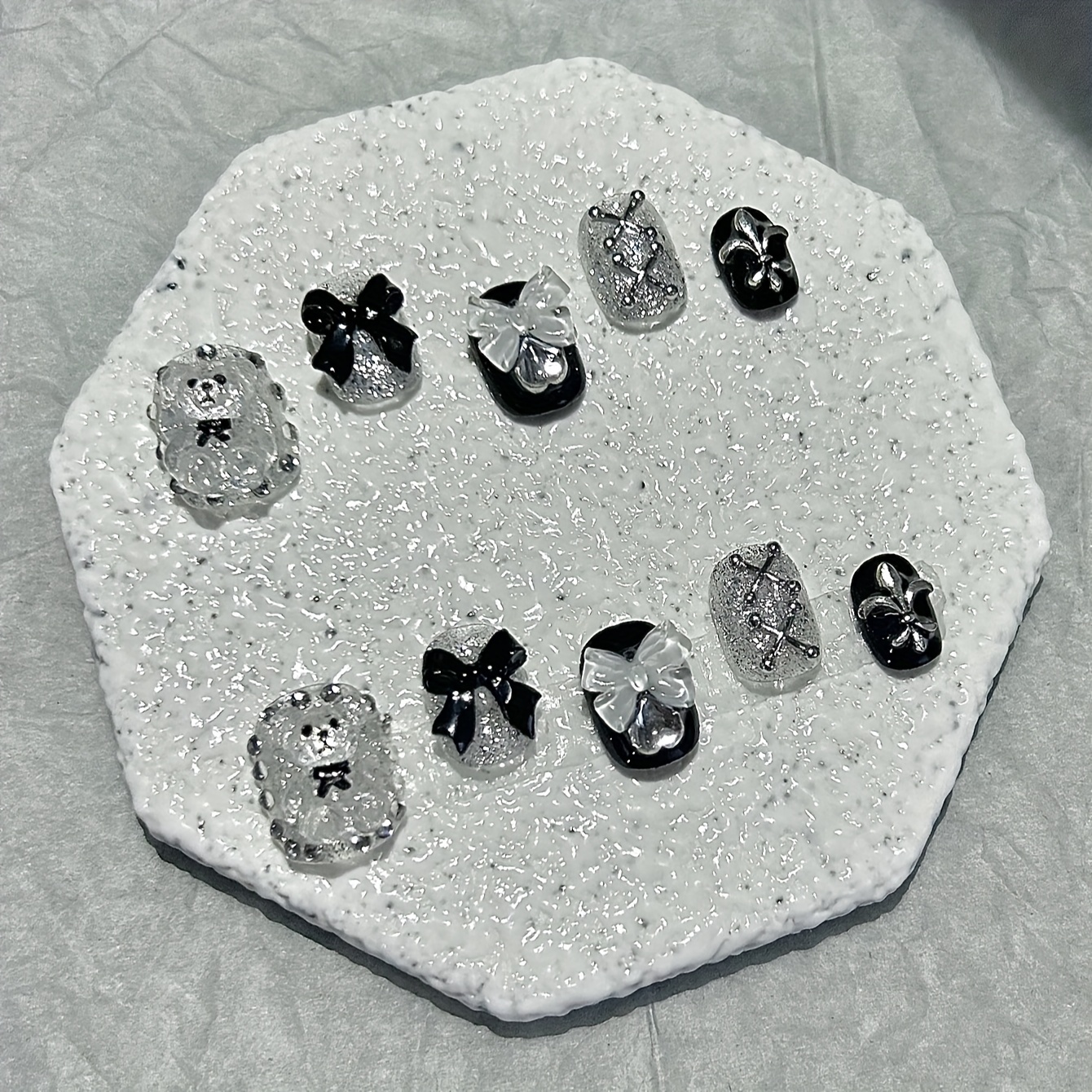 10 PCS Sheer Lace Bear Nail Ar - Photography Night reseña y precio