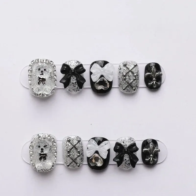 10 PCS Sheer Lace Bear Nail Ar - Photography Night reseña y precio