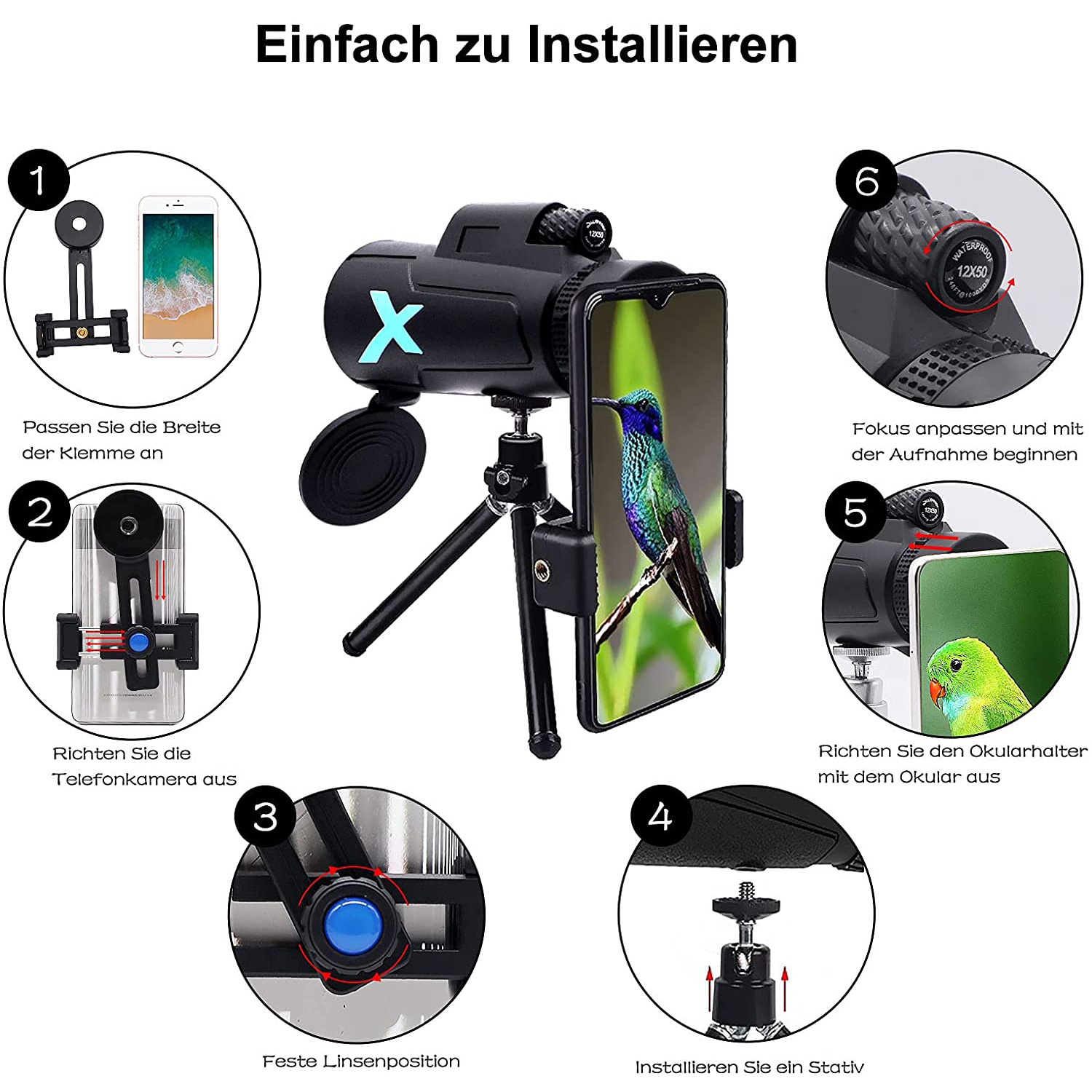Mini Telescopes 12x50 High Pow - Photography High Angle reseña y precio