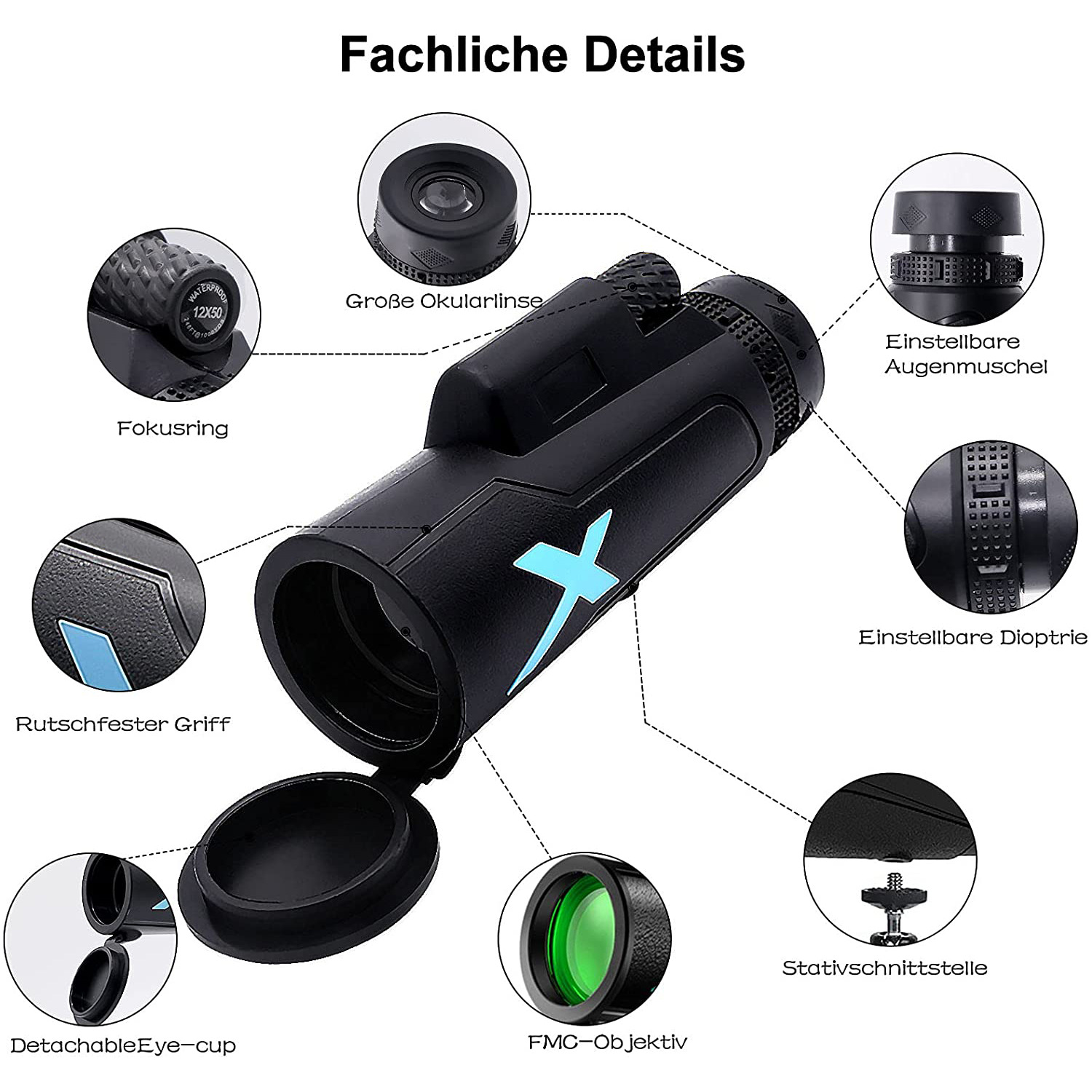 Mini Telescopes 12x50 High Pow - Photography High Angle reseña y precio