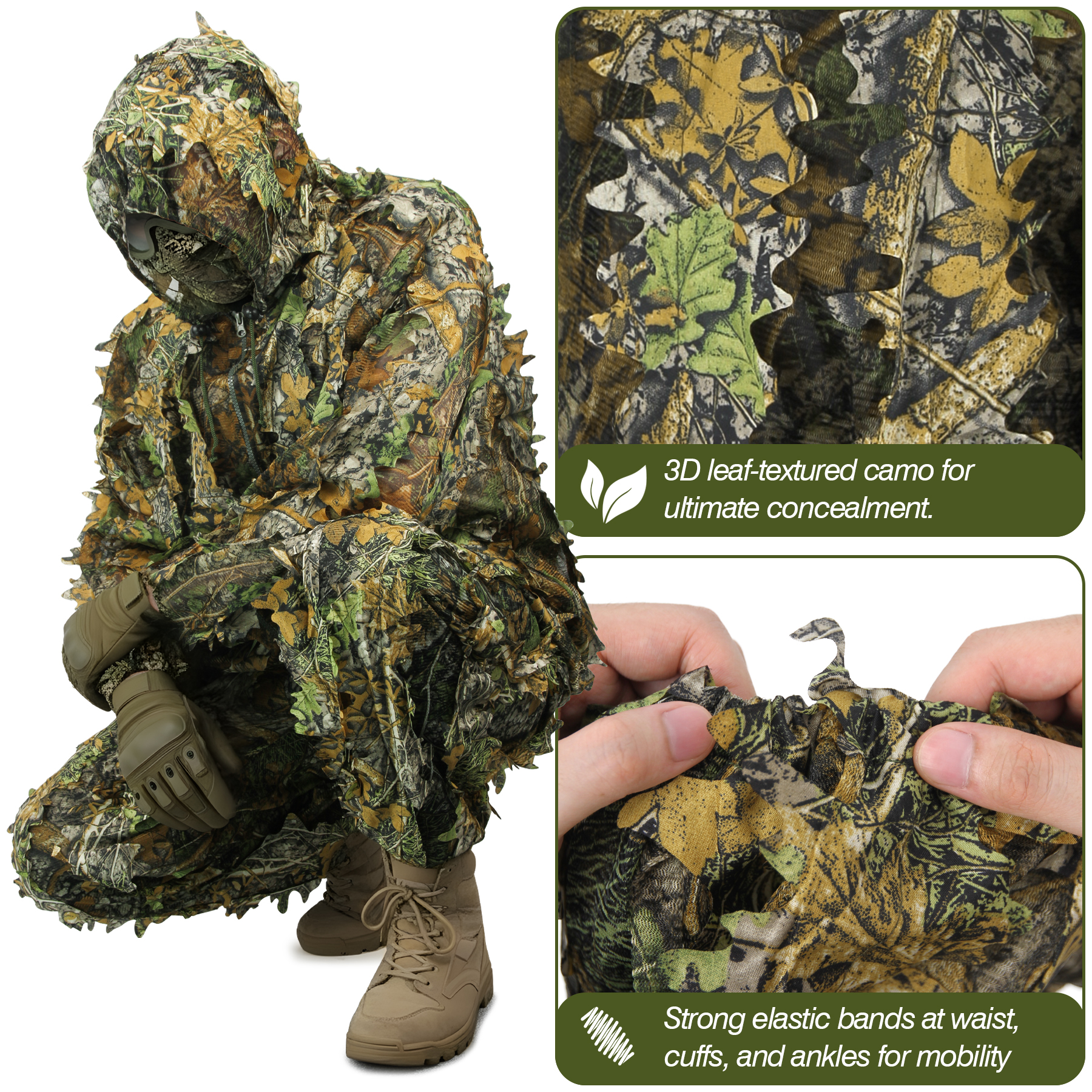 3D Camo Leaf Ghillie Suit Brea - Photography Training reseña y precio