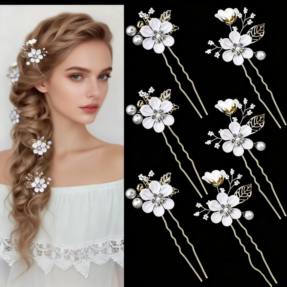 6-Piece Floral Pearl Hairpin S - Photography Date reseña y precio