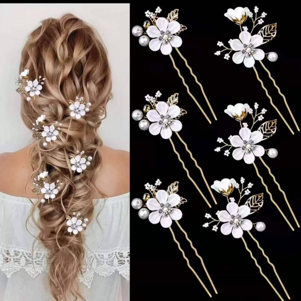 6-Piece Floral Pearl Hairpin S - Photography Date reseña y precio