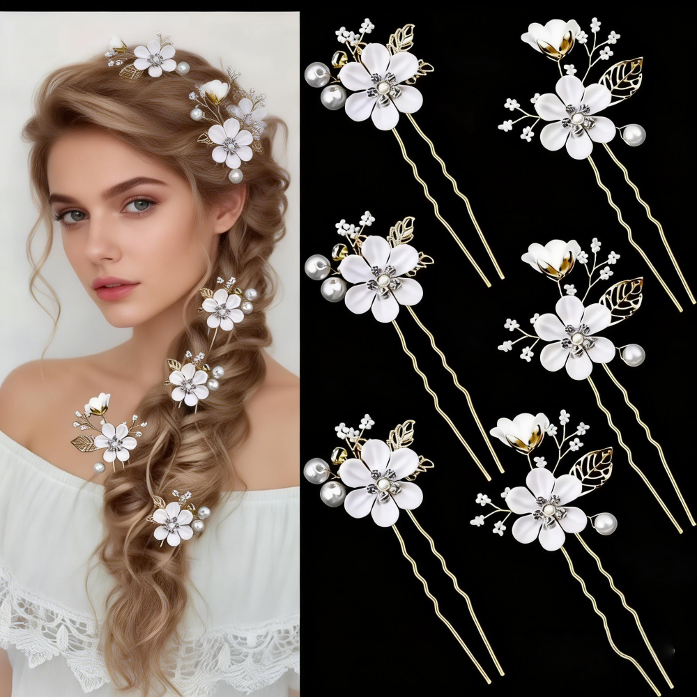 6-Piece Floral Pearl Hairpin S - Photography Date reseña y precio